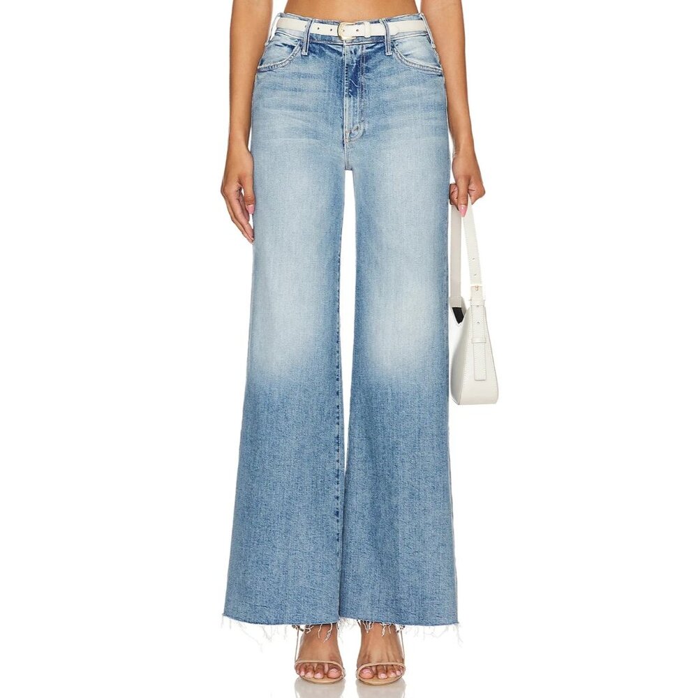 MOTHER Light Blue High-Rise Flared Wide-Leg Jeans